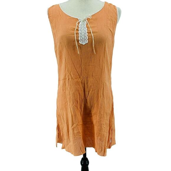 Victoria's Secret Orange Lightweight Lace Trim Nightgown Womens Medium - Picture 1 of 8